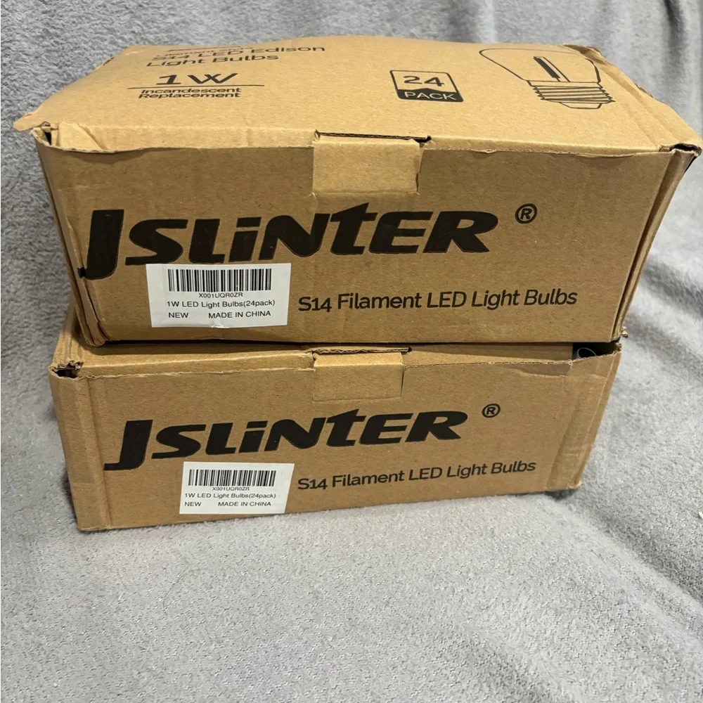 Set of 2-Jslinter 24-Pack LED 1W String Light Bulbs, S14‎ Plastic Shatterproof